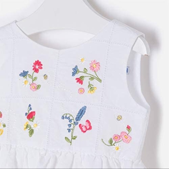NWT Mayoral Girls Linen Embroidered Flower Dress - Picture 2 of 5